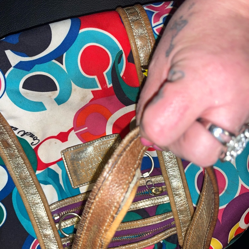 Coach Colorful Signature Tote with Gold Accents - Picture 3 of 7
